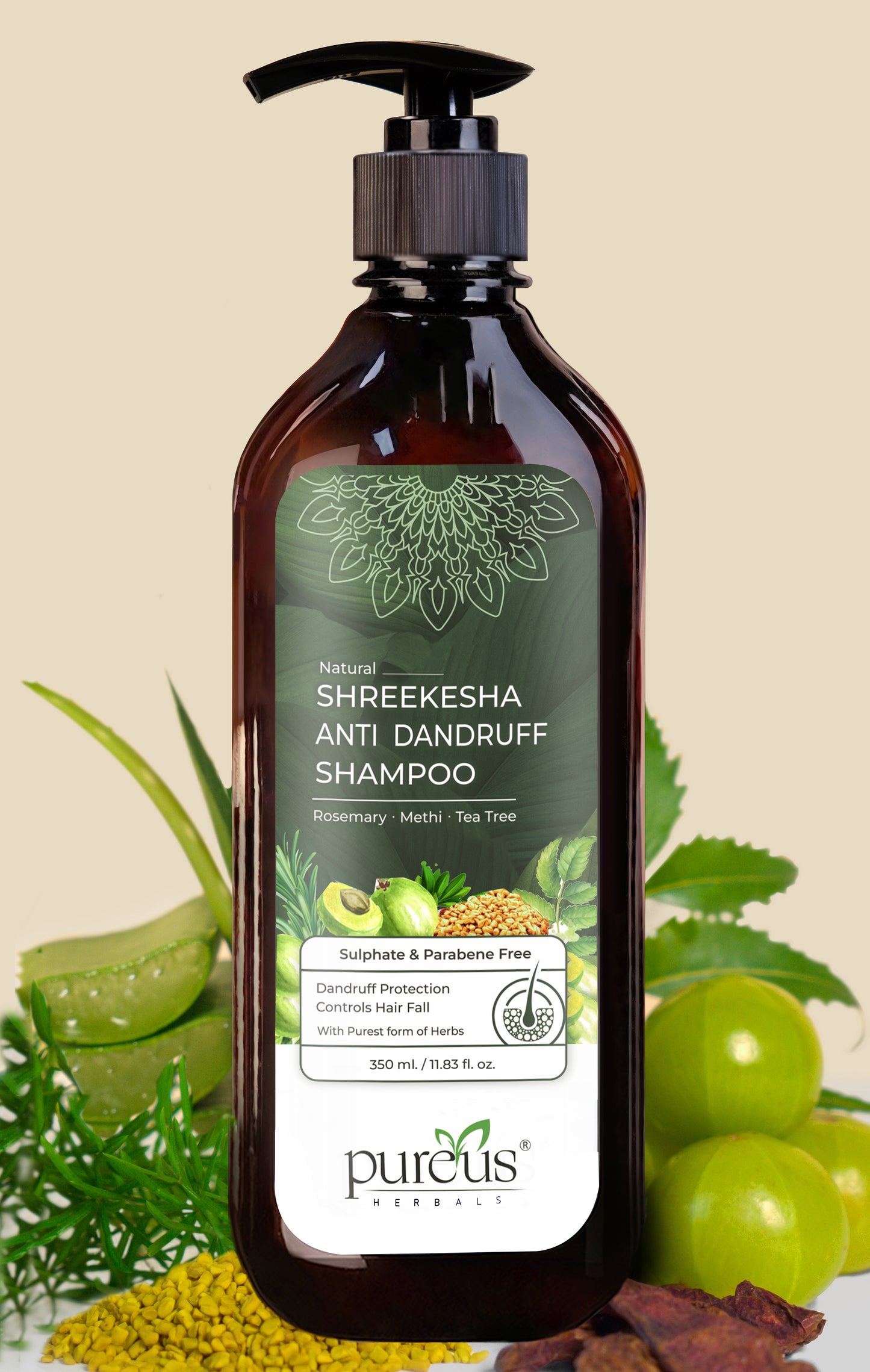 Pureus Herbals Shreekesha Anti Danruff Shampoo for Healthy Scalp (350 ml)