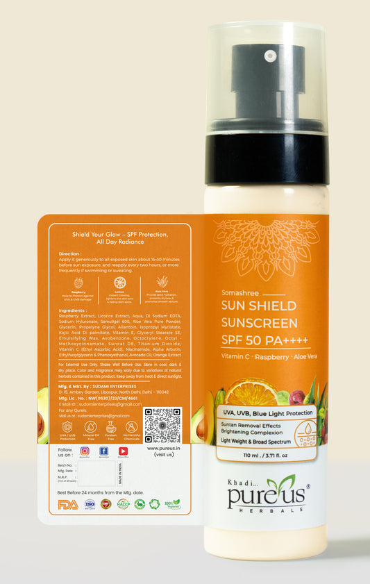 Somashree Sun Shield Sunscreen Lotion SPF 50 PA++++ Broad Spectrum for UVA & UVB Sun Protection