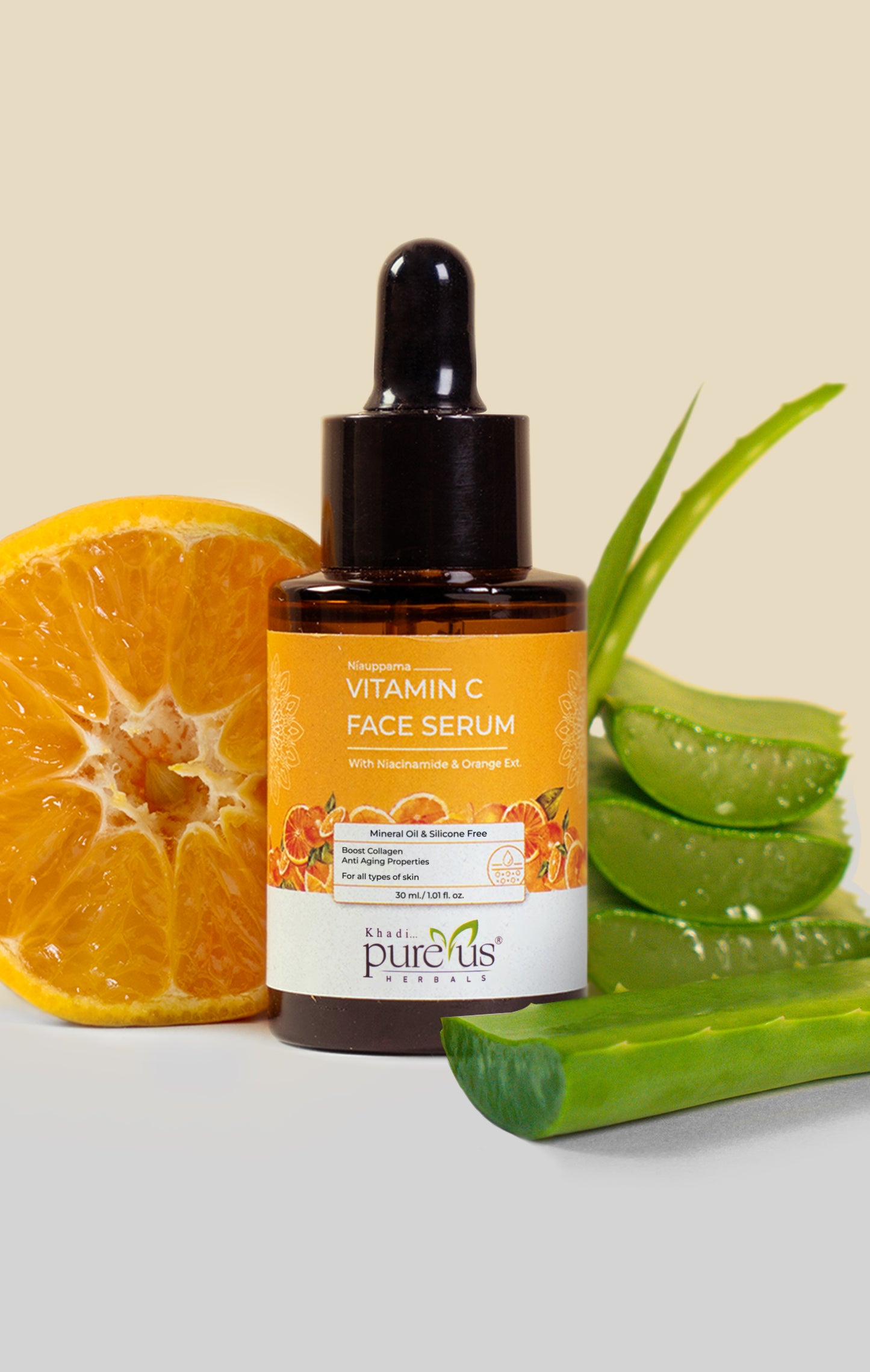 Pureus Herbals Niauppama Vitamin C Face Serum for Glowing Skin with Niacinamide & Alpha Arbutin