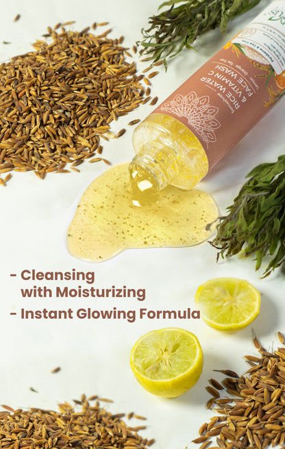 Somashree Rice Water & Vitamin C Face Wash for Glowing Skin & Pigmentation
